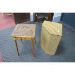 A Plant Table Circa 1900, with sessessionist carving to 33cm square top, gilt corner linen box. (