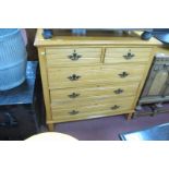 A Late XIX Century Pine and Satinwood Chest of Two Small and Three Long Drawers, on straight legs,