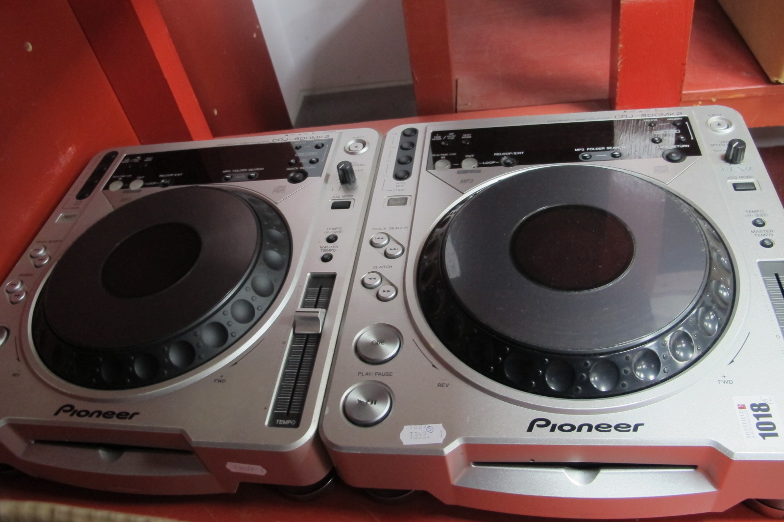 Two Pioneer Professional DJ Decks - CDJ-800 MK II CD Decks, in grey, untested sold for parts