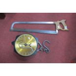 A Large brass Set of Hanging Butcher's Salter Scales, weighing up to 200Ibs, with lead seal, for '