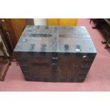 An Iron Bound XIX Century Oak Silver Chest, bearing label Lambert & Rawlings, 55cm high 78cm wide.