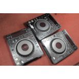 Three Pioneer Professional DJ Decks - DVJ-1000 CD/DVD Decks, in black, untested sold for parts only.