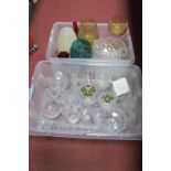 Cut Glassware, pressed glass, mottled glass vase,etc:- Two Boxes.