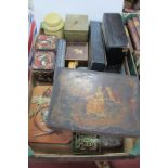 Japanese Soft Metal Trinket Boxes, glove box, brass tea caddy, tins, boxes:- One Box