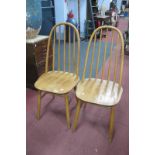 A Pair of Hoop Back Dining Chairs, in the Ercol manner, 98cm high.