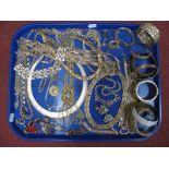 Assorted Gilt Metal Costume Jewellery, including bangles, necklaces, clip on and pierced earrings,