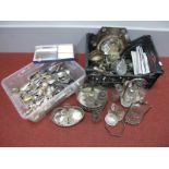 Assorted Plated Cutlery, plated ware including condiment stands, cruet items, napkin rings, etc (