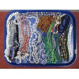 Vintage and Later Costume Bead Necklaces, including mother of pearl etc :- One Tray