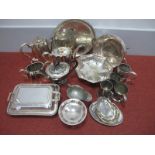 Assorted Plated Ware, including tea ware, circular footed tray, twin handled dish, swing handled