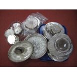 Assorted Plated Place Mats and Coasters, glass hors d'oeuvres dishes.