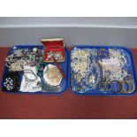 A Mixed Lot of Assorted Costume Jewellery, including imitation pearls, bracelets, bangles etc :- Two