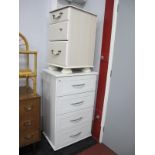 A White Chest of Drawers, with four small drawers together with a bedside chest, with three small