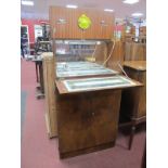 A Mid XX Century Walnut Drinks Cabinet, with fall front twin doors, 59 x 108cm.