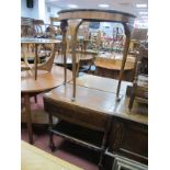 An Oak Trolley, together with a demi lune hall table. (2)