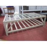 A Painted Wooden Coffee Table, with glass top, 140 x 80cm.