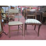 An Edwardian Mahogany Inlaid Bedroom Chair, with inlaid top rail, upholsted seat, on tapering