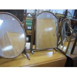 A Mahogany Dressing Table Mirror, with central and two side mirrors with another dressing table