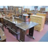 An Oak Dressing Table, together with an oak table. (2)