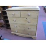A Pine Chest of Drawers, with two short drawers, three long drawers, on a plinth base.