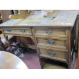 R. Garnett & Sons, Warrington, Early XX Century Oak Knee Hole Desk, with faded leather top, single