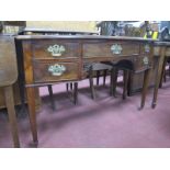 A XIX Century Mahogany Bow Fronted Desk, with cross banded top mould edge, over five drawers,