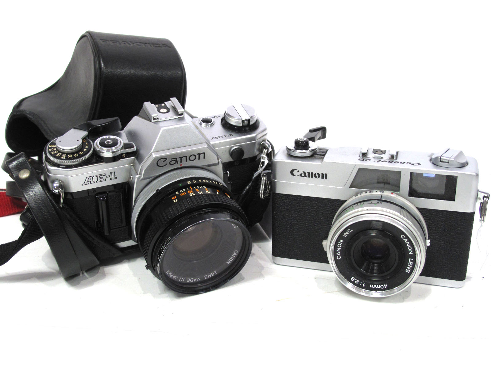 Canon AE-1, with canon FD 50mm lens, also Canon Canonet 28 Canon lens 40mm. (2)