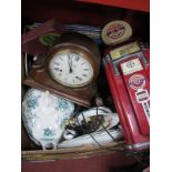 Novelty Petrol Pump Wall Telephone, Comitti mantel clock, pewter tankards, commemorative coins,