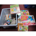 Andy Pandy Annual, Pelham Puppet. Tom & Jerry projector, Gyroscope, etc:- One Box.