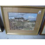 Denis Coote (Sheffield Artist), 'Cottage Near Baslow', pastel drawing.