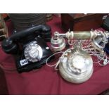 Black Anvil Telephone, having pill-out drawer, G.P.O. No 164 to receiver; onyx phone on circular
