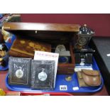 An Inlaid Musical Jewel Box, playing 'Dr Zhivago', brass bound wooden box, Viewmaster and cards, D-