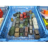 A Quantity of Mid XX Century Dinky Toys, cars, taxi, military themes etc, all playworn,parts