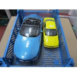 Two BMW Diecast Models, 1:12th scale BMW Z4 in blue, unboxed appears largely complete and 1:18th BMW