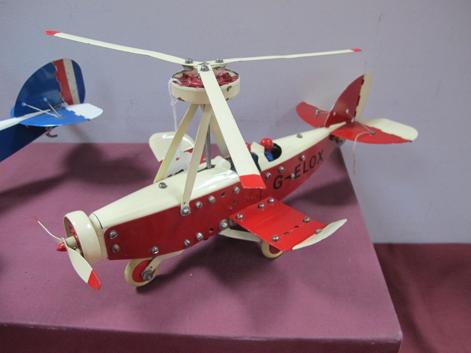 A Meccano Based Gyro-Copter, two pilots, finished in red/white, fully repainted, (except engines),