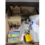 A Quantity of O/1 Gauge Cardboard Scenic Buildings, Plastic Aircraft, and associated items, all