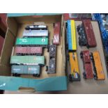 Fourteen 'HO' American Outline eight Wheel Freight Cars, unboxed, playworn.