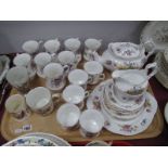 A Hammersley Bone China Tea Service, tea pot, cream jug, sugar bow, five cups-saucers, side