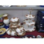 A Royal Albert "Old County Roses" Tea Service, three tier cake stand, five cups,saucers and side