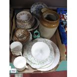 Aynsley Edwardian Style Part Tea Service, storage jars, Melba ware side plates, etc:- One Box