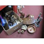 Brass Bells, brass trays, wooden bowls etc:- One Box