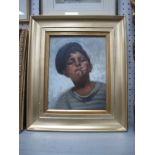 Rossi?, Head and Shoulders of a Boy Smoking a Cigarette, oil on canvas, signed bottom left 23.5 x