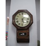A Late XIX Century Rosewood Cased Wall Clock, with octagonal surround to cream painted dial, 67cm