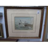 A John Taylor Allerston (1828-1914) Watercolour of a Ship in a Stormy Sea, signed bottom right, J.