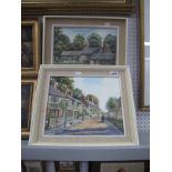 Kathleen Bagon (Sheffield Artist), 'Norton Post Office' and 'Norton Lees Lane', pair of oils on