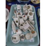 Goss Crested Ware, Arcadian crest ware, crested ware model of a Battleship:- One Tray.