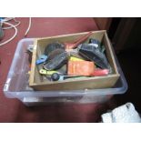 Stanley Plane, clamps, Footprint drill, spirit levels and other tools etc:- Two Boxes