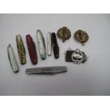 Mother of Pearl Backed Pocket Knives, silver jubilee pocket knife, other examples, two Auxiliary