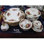 Royal Albert Old Country Roses Table Ware, of twelve pieces including six dinner plates and