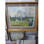 Eric Hill (Ryhill, Barnsley Artist), Cricket South Kirkby, watercolour, signed and dated '90 37.5