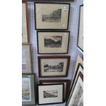 Willie Rawson - Five Signed Etchings, 'Haddon Hall', 'Old Toll House, Froggatt', 'Runswick Bay',